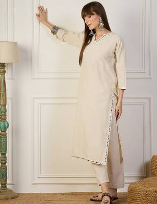 Off white color beautiful looking rich party kurta set 1