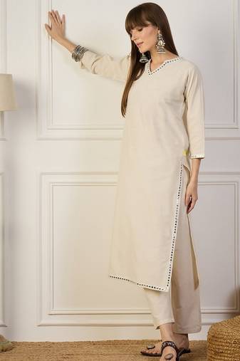 Off white color beautiful designer looking rich party kurta set