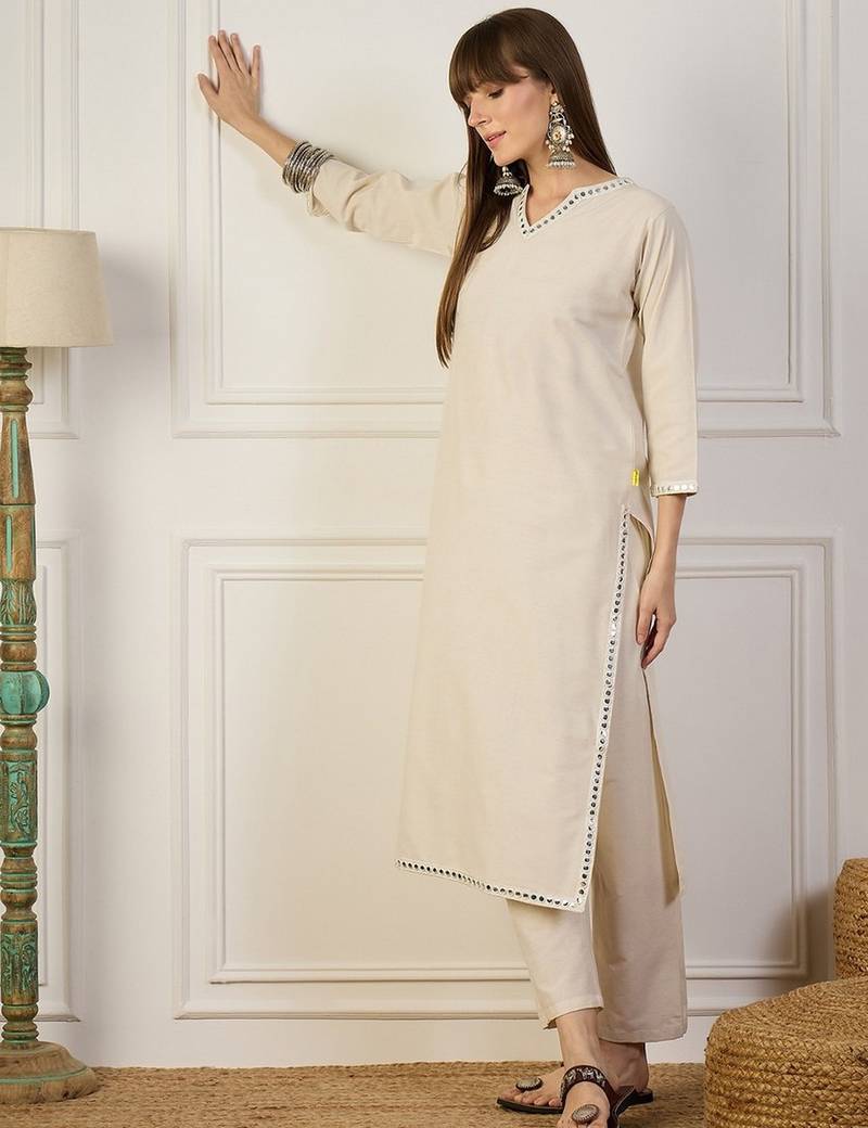 Off white color beautiful designer looking rich party kurta set