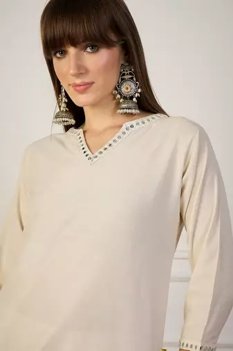 Off white color beautiful looking rich party kurta set