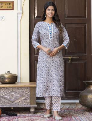Blue color beautiful floral printed cotton blended foral rich suit 4