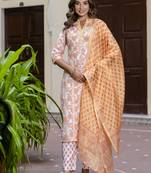 Yellow color beautiful floral printed cotton blended foral rich suit