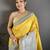 Yellow soft silk intricate geomatric kanjivaram silver weaving saree