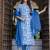 Blue color cotton blended designer floral printed ethnic partywear suit