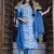 Blue color cotton blended designer floral printed ethnic partywear suit