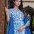 Blue color cotton blended designer floral printed ethnic partywear suit