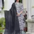 Black color cotton blended designer floral printed ethnic partywear suit