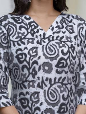Black color cotton blended floral printed partywear suit 3