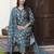 Green color cotton blended designer floral printed ethnic partywear suit