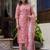 Peach color cotton blended designer floral printed ethnic partywear suit