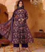 Purple color rayon blend fabric designer stylish fancy kurta set for girls
