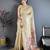 Beige tissue solid zari weaving paithani saree with muniya border