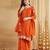 Orange color vichitra silk fabric designer stylish fancy kurta set for girls