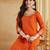 Orange color vichitra silk fabric designer stylish fancy kurta set for girls
