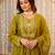 Mahendi color chanderi fabric designer stylish fancy kurta set for girls
