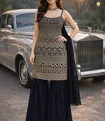 Black color georgette fabric designer embroidery work ceremonial sharara dress