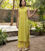 Mustard color cotton blended designer trendy top bottom set for trendy girls