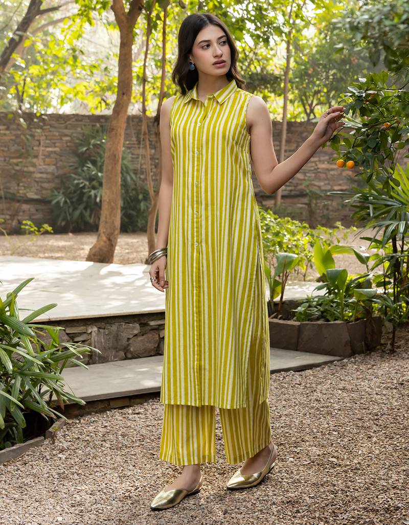 Mustard color cotton blended designer trendy top bottom set for trendy girls