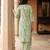 Green color cotton blended designer trendy top bottom set for trendy girls