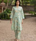 Pista color cotton blended designer trendy top bottom set for trendy girls