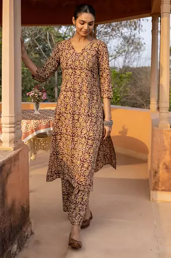 Maroon color cotton blended designer trendy top bottom set for trendy girls