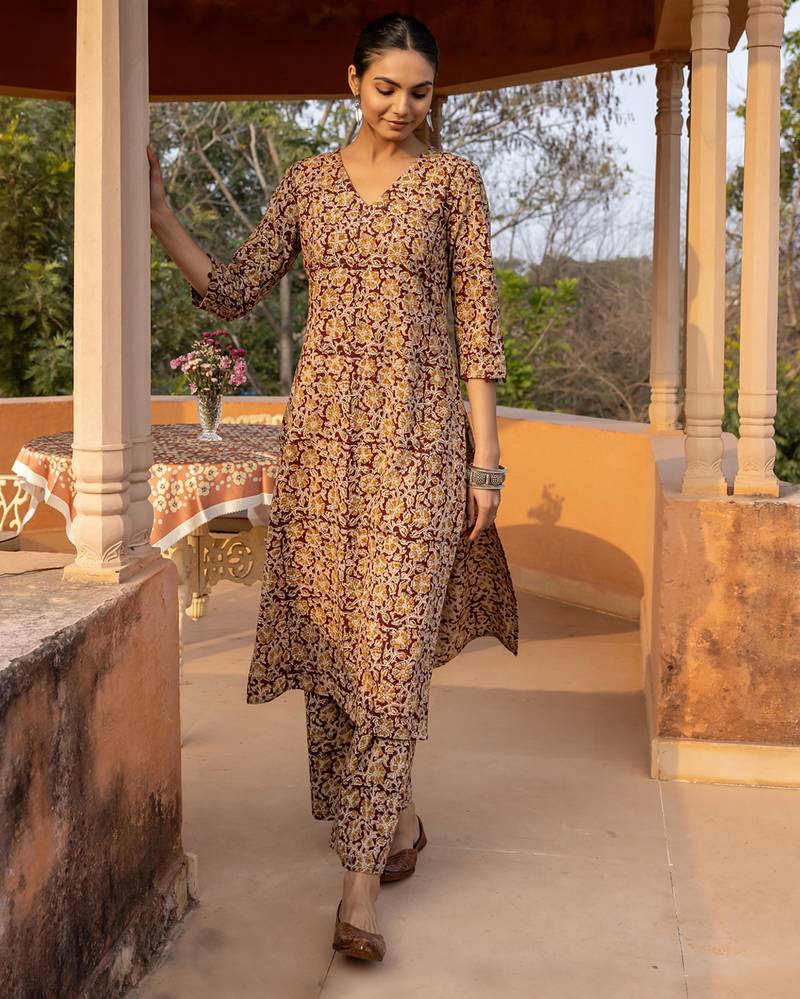 Maroon color cotton blended designer trendy top bottom set for trendy girls