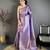 Lavender banarasi soft silk checked body with floral motifs south pattu saree
