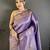 Lavender banarasi soft silk checked body with floral motifs south pattu saree