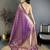 Purple banarasi soft silk checked body with floral motifs south pattu saree