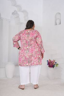 Pink color beautiful plus size kurta for looks 2