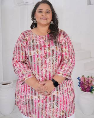 Pink color beautiful plus size kurta for looks 3