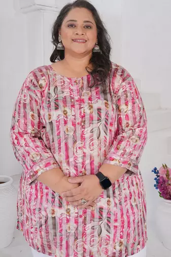 Pink color beautiful plus size kurta for looks
