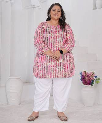 Pink color beautiful plus size kurta for looks 4