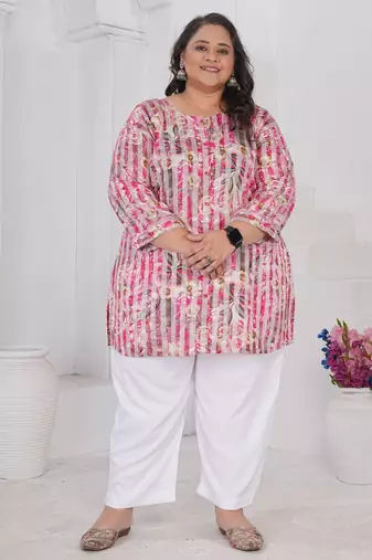 Pink color beautiful plus size kurta for looks