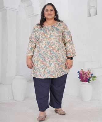 Off white color beautiful plus size kurta for looks 1