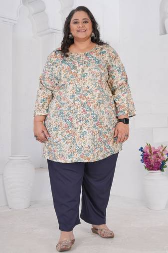 Off white color beautiful plus size kurta for casual looks