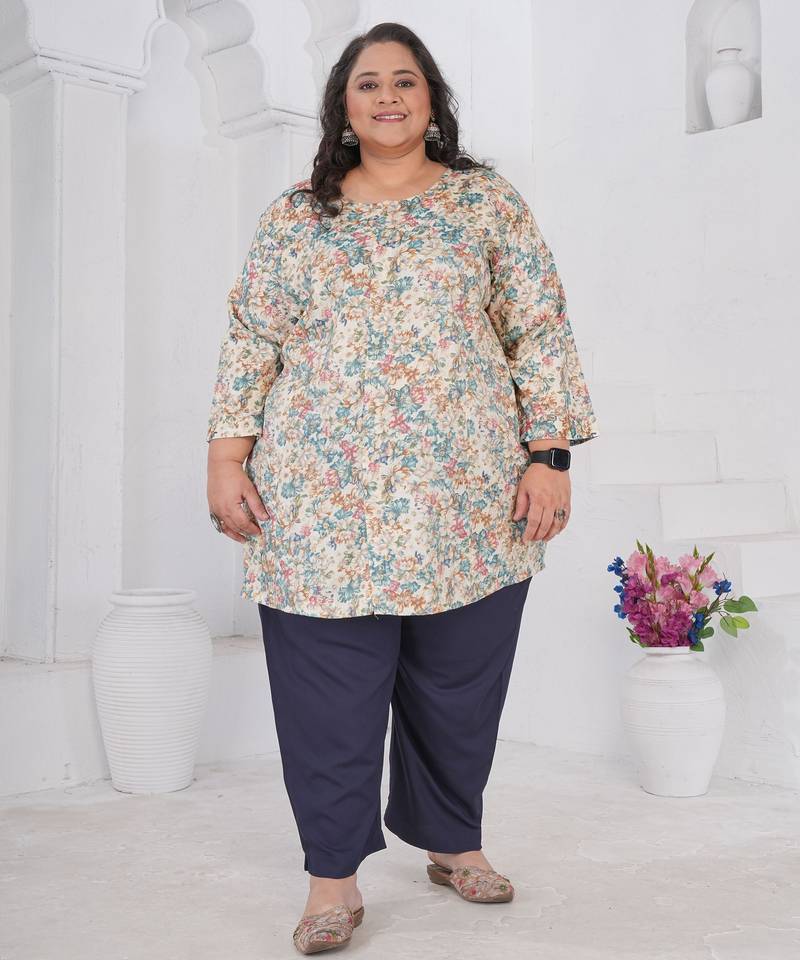 Off white color beautiful plus size kurta for casual looks