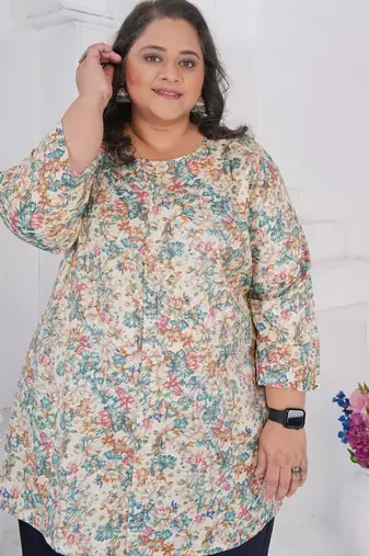 Off white color beautiful plus size kurta for looks