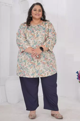 Off white color beautiful plus size kurta for looks