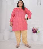 Pink color beautiful plus size kurta for casual looks