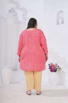 Pink color beautiful plus size kurta for looks 2