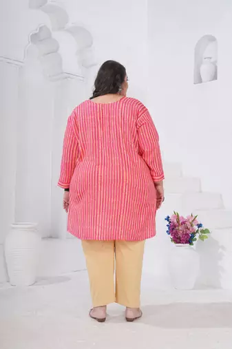 Pink color beautiful plus size kurta for looks