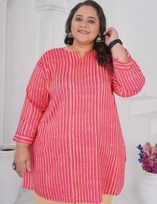 Pink color beautiful plus size kurta for looks 3