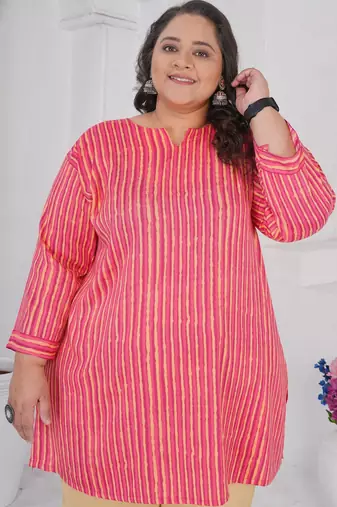 Pink color beautiful plus size kurta for looks