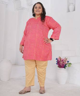 Pink color beautiful plus size kurta for looks 4