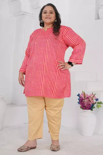 Pink color beautiful plus size kurta for looks