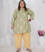 Pista color beautiful plus size kurta for casual looks