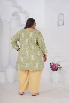 Pista color beautiful plus size kurta for looks 2