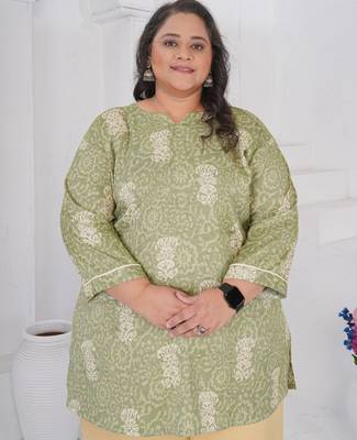 Pista color beautiful plus size kurta for looks 3