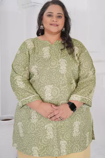 Pista color beautiful plus size kurta for looks